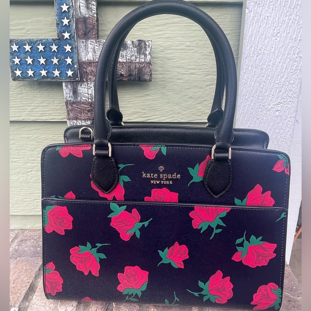 Kate Spade Madison Ross Toss Printed Rose Medium Satchel; NWOT